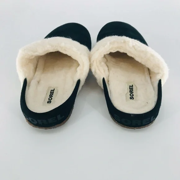 Sorel Women's Nakiska Suede Slide Slippers in Black Size 12 - Picture 4 of 6